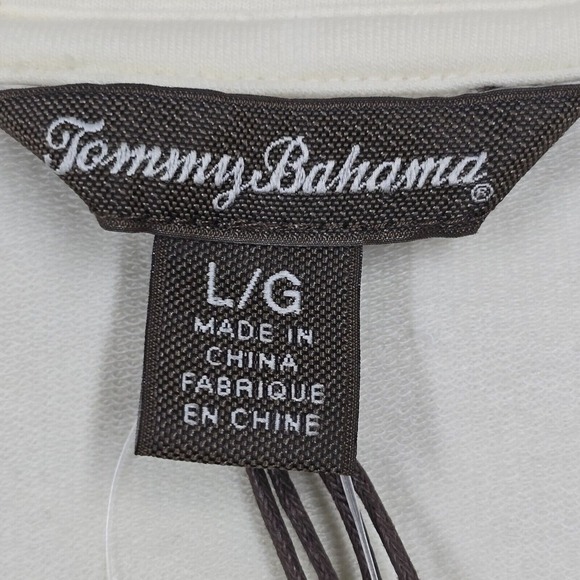 Tommy Bahama Shirt Womens Large Vanilla Cream Round Neck Quilted Floral Beachy - Picture 5 of 10